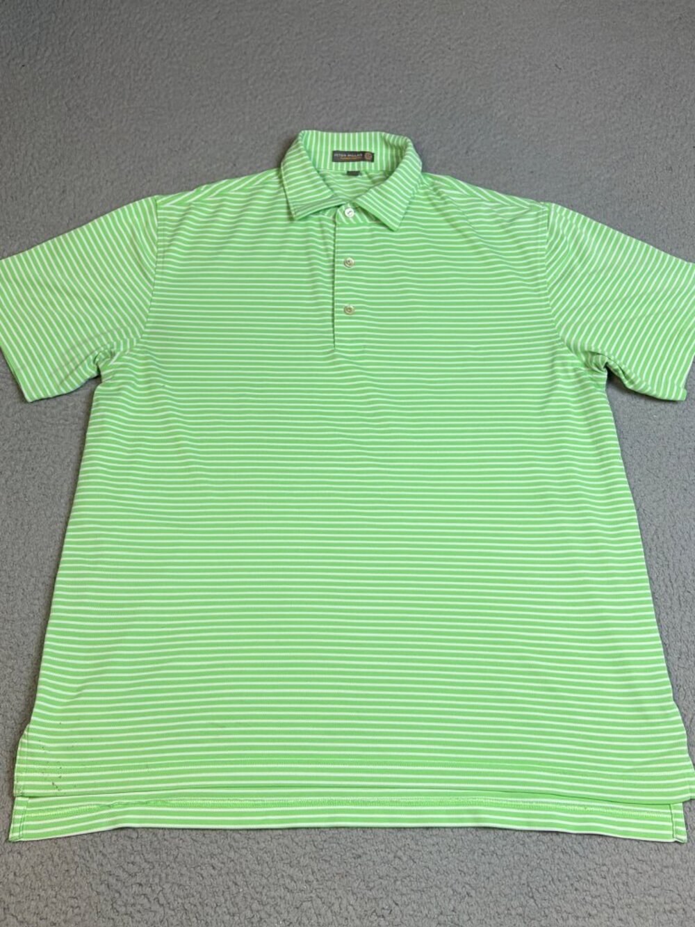 Peter Millar Summer Comfort Polo Mens Medium Green Stripe Stretch Performance